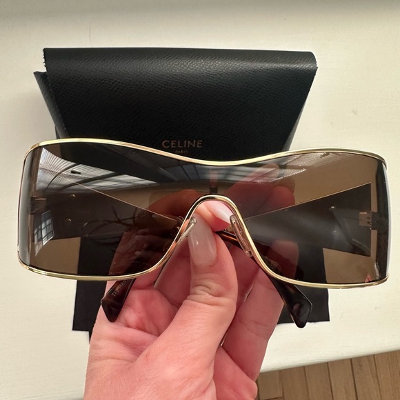 Celine Triomphe Metal Racer Sunglasses in Gold Metal